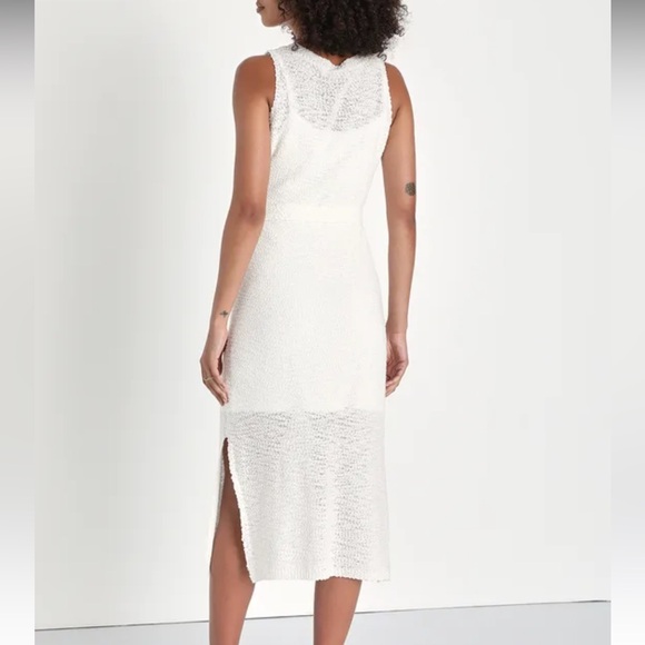 Lulu’s Serene Situation White Knit Sleeveless Midi Dress Size Medium NWT - Picture 11 of 12